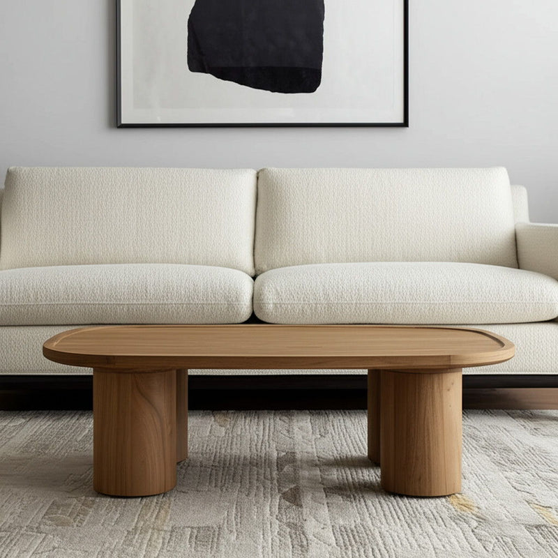 55" Solid Wood Oval Coffee Table - Natural