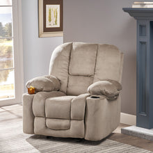 Load image into Gallery viewer, Luxurious Manual Recliner Chair With Skin-Friendly Fabric And Dual Cup Holders
