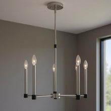 Load image into Gallery viewer, 5-Light Dimmable Chandelier With Shades - Nickel / Pearl Silver
