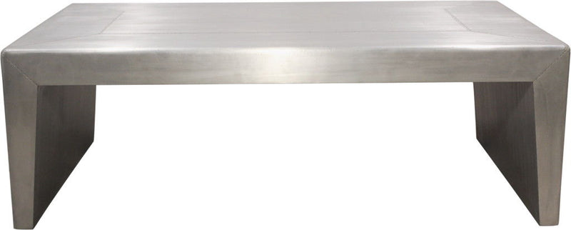 54" Aluminum And Solid Wood Sled Coffee Table - Silver