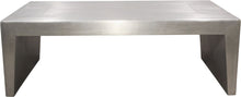 Load image into Gallery viewer, 54" Aluminum And Solid Wood Sled Coffee Table - Silver
