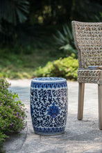 Load image into Gallery viewer, Ceramic Garden Stool, Small Side Tabel - White / Blue
