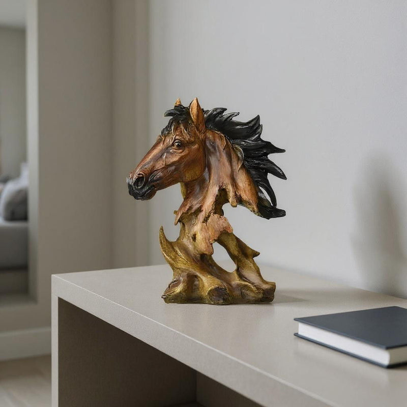 Poly Horse Tabletop Sculpture - Antiqued Bronze / Black