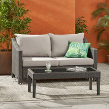 Load image into Gallery viewer, Contemporary Antibes Loveseat &amp; Table Set Outdoor - Gray
