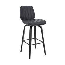 Load image into Gallery viewer, 31" Faux Leather And Iron Swivel Bar Height Bar Chair - Gray And Black
