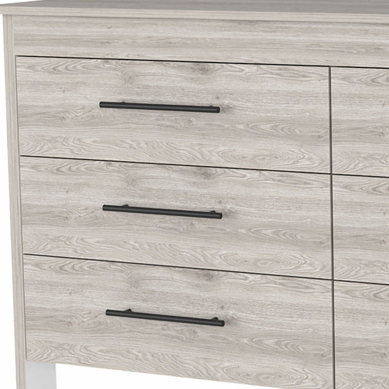 Six Drawer Double Dresser - Light Gray