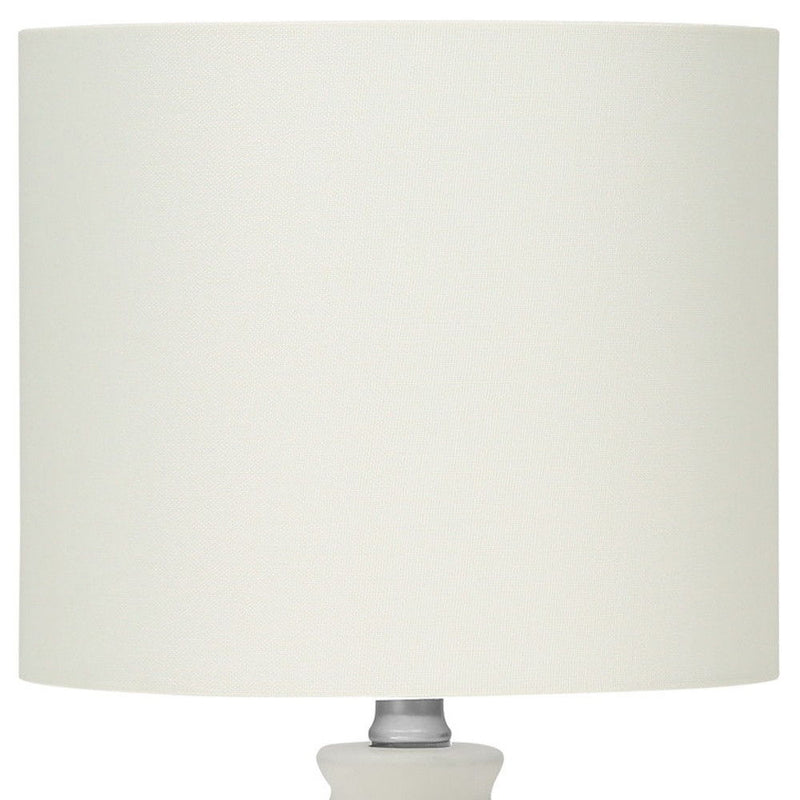 Ceramic Round Table Lamp With Drum Shade - Cream