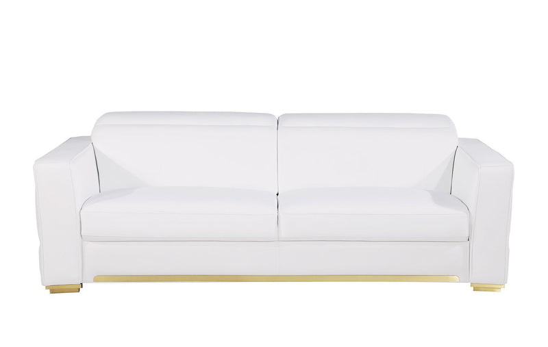 Top Grain Leather Reclining Sofa Storage - White