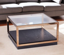 Load image into Gallery viewer, Glass Solid Manufactured Wood Square Coffee Table - Champagne
