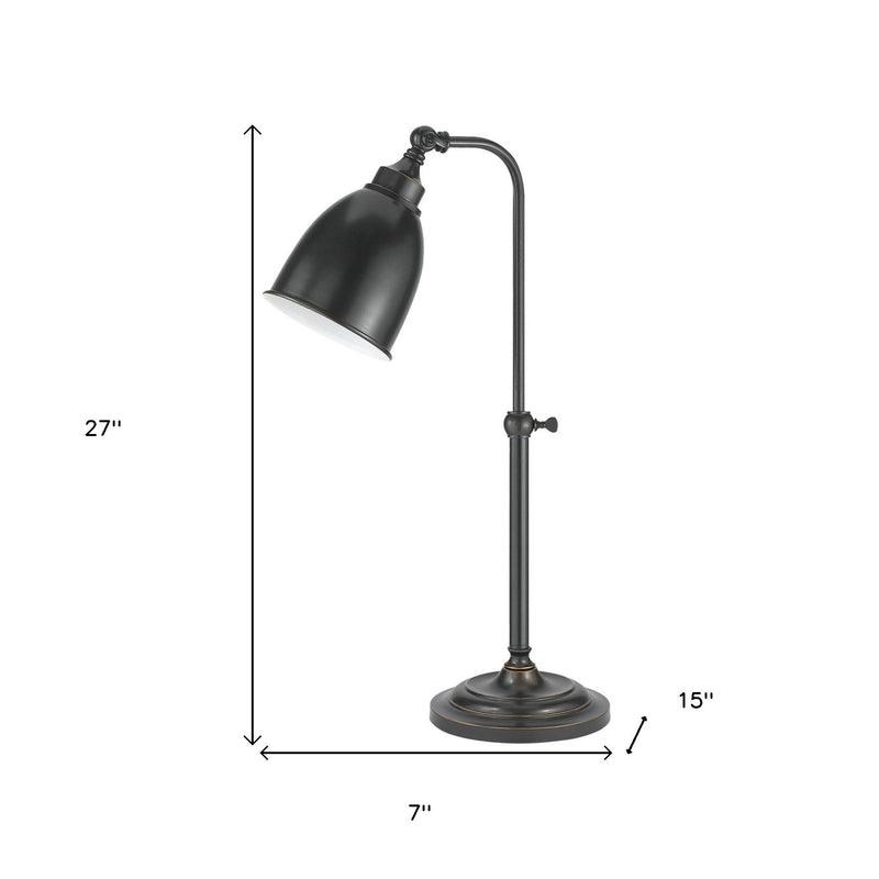 27" Metal Adjustable Lantern Table Lamp With Bronze Dome Shade - Bronze