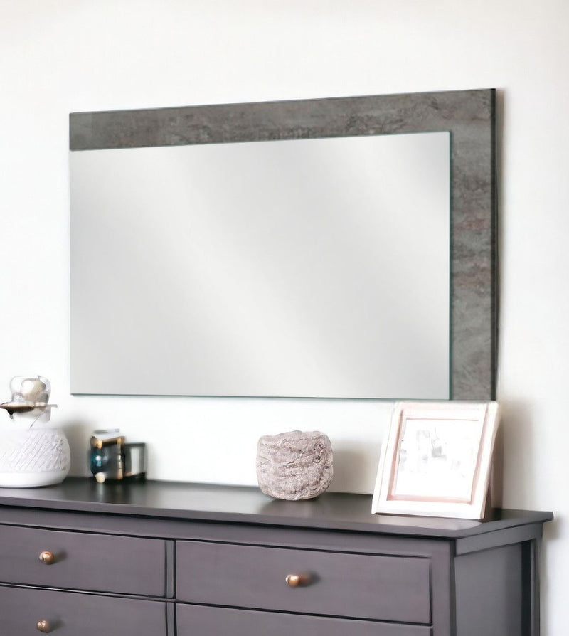Wood Framed Dresser Mirror - Gray