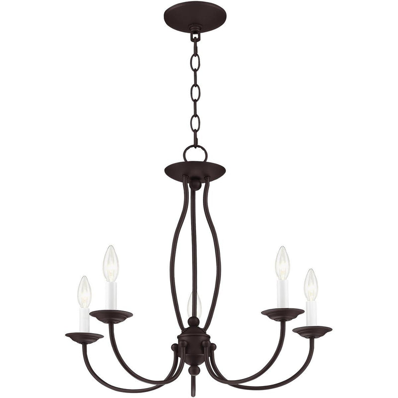 22'' Five Light Dimmable Chandelier With Shades - Bronze