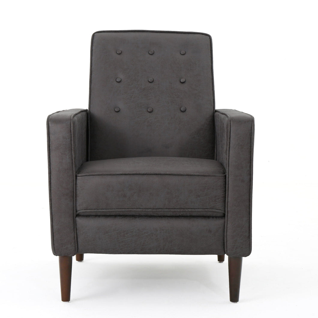 Macedonia - Mid Century Modern Button Tufted Fabric Recliner - Slate