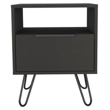 Load image into Gallery viewer, 22" Faux Wood Nightstand With Storage - Black
