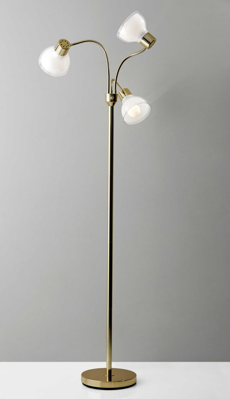 Three Light Tree Floor Lamp With Clear Bowl Shade - Gold