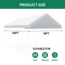 Load image into Gallery viewer, 10 X 20 Ft Carport Canopy Cover Replacement Heavy Duty Waterproof Fabric With 36 Bungee Cords UV &amp; Tear Resistant (Cover Only) - White

