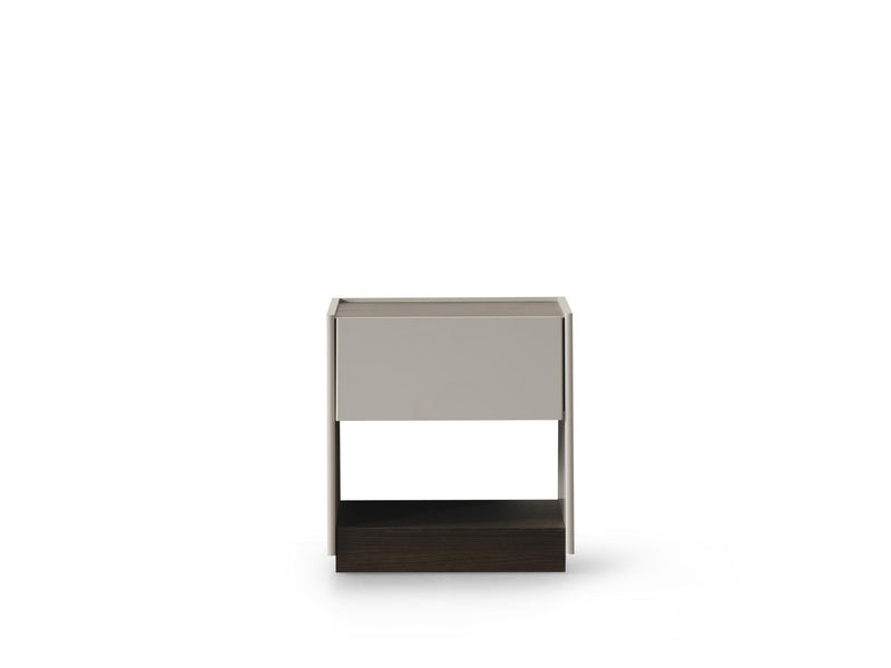 Wood One Drawer Nightstand - Light Gray And Walnut