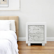 Load image into Gallery viewer, Modern Nightstand With 2 Faux Marble Detailed Front Drawer. - White
