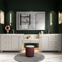 Load image into Gallery viewer, Rectangular Wall-Mounted Beveled Bathroom Mirror, Square Angle Metal Frame Wall Mounted Bathroom Mirrors For Wall (Horizontal &amp; Vertical) - Glossy White
