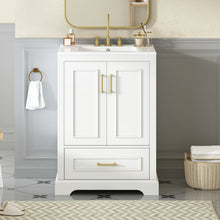 Load image into Gallery viewer, Bathroom Vanity With Sink, 1 Divided Drawer And 2 Soft Close Doors With Double Shelf

