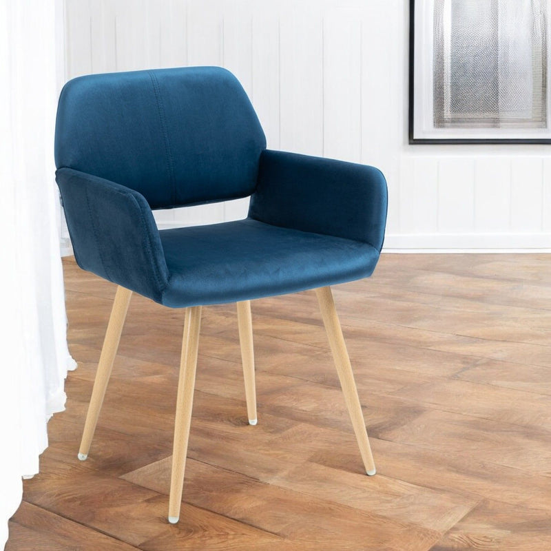 Upholstered Velvet Open Back Dining Chair - Blue