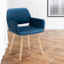 Load image into Gallery viewer, Upholstered Velvet Open Back Dining Chair - Blue

