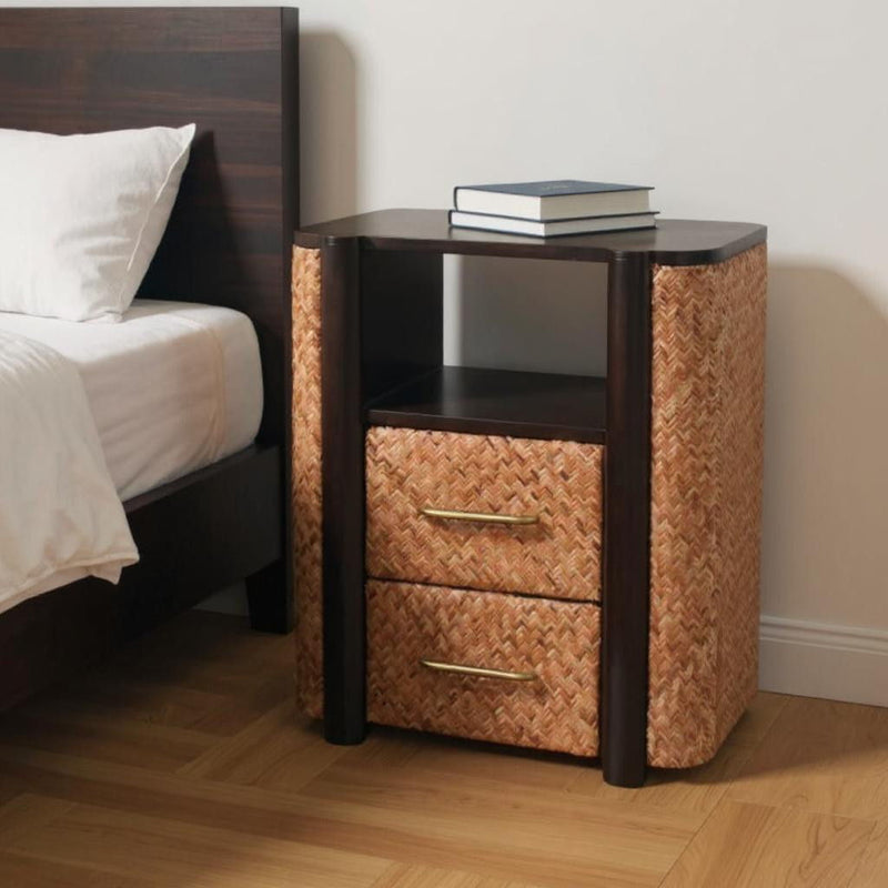 23" Solid Wood 2 Drawer Nightstand - Brown