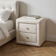 Load image into Gallery viewer, Linen Blend Two Drawer Nightstand - Beige
