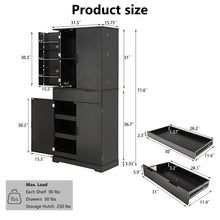 Load image into Gallery viewer, Fluted Kitchen Pantry Cabinet With 3 Keyboard Drawers &amp; 6 Adjustable Door Shelves
