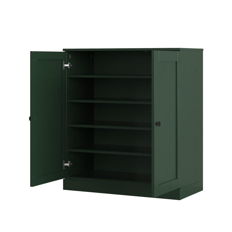 Twenty Pair Solid Woodshoe Storage Cabinet (752351) - Green
