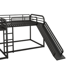 Load image into Gallery viewer, Full and Twin Size L-Shaped Bunk Bed with Slide and Short Ladder, Black
