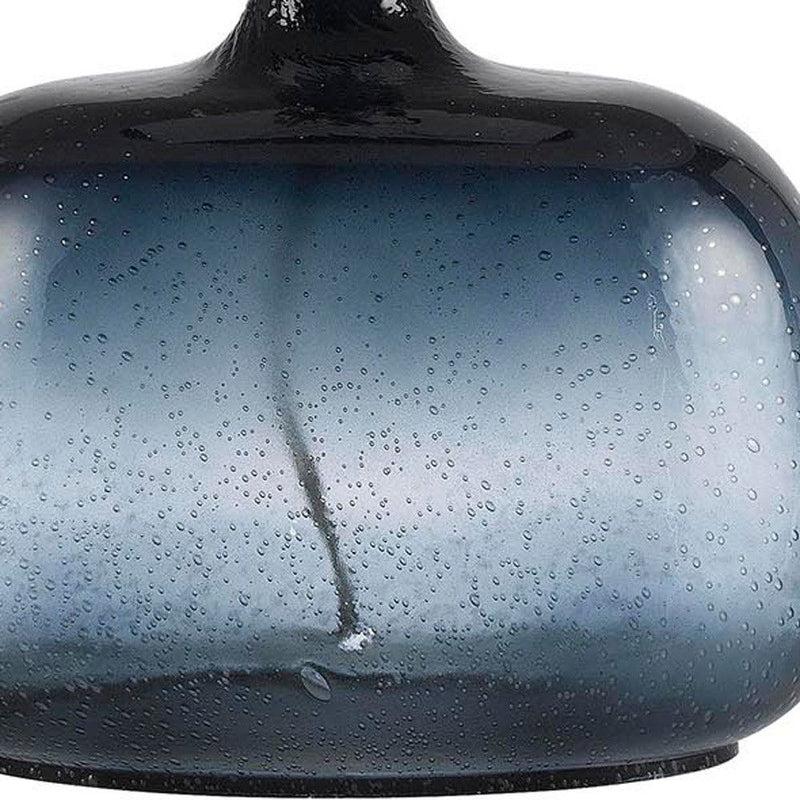 Glass Table Lamp With White Novelty Shade - Dark Blue