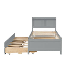 Load image into Gallery viewer, Twin Bed with Twin Trundle,Drawers,Grey
