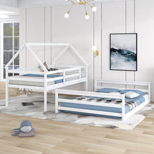 Load image into Gallery viewer, Twin over Full House Bunk Bed with Built-in Ladder,White
