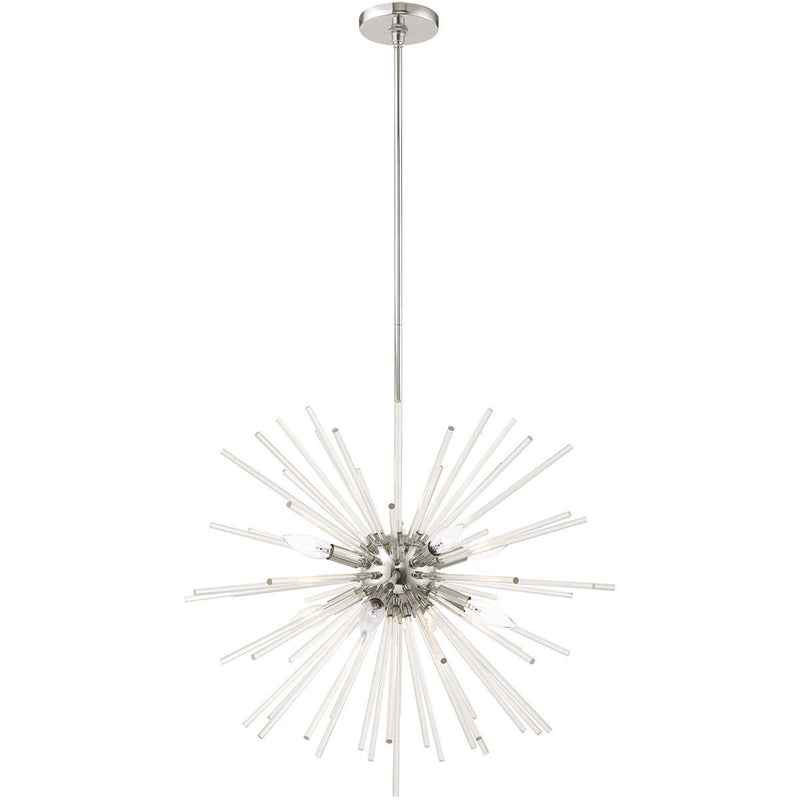 30" Eight Light Dimmable Chandelier With Shades - Silver
