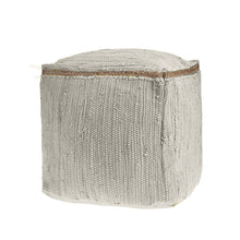 Load image into Gallery viewer, 18" Cotton And Jute Cube Pouf Ottoman - Gray / Natural
