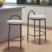 Load image into Gallery viewer, 26" Chenille And Steel Low Back Counter Height Bar Chairs (Set of 2) - Beige / Black
