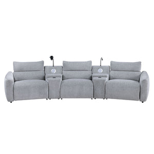 Fullar - LAF Modular Power Motion Recliner - Light Gary Chenille