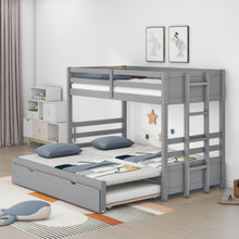 Load image into Gallery viewer, Twin over Pull-out Bunk Bed with Trundle, Gray
