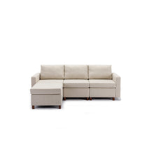 Load image into Gallery viewer, 3 Seat Module Sectional Sofa Couch With 1 Ottoman for living room,Seat Cushion and Back Cushion Non-Removable and Non-Washable,Cream
