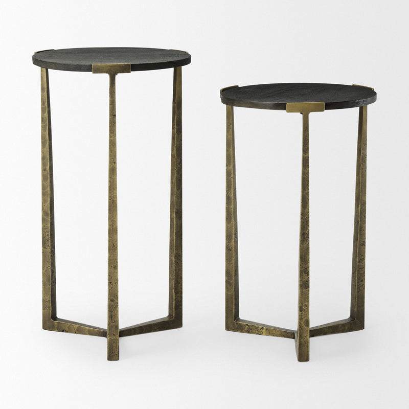 Round Cross Legs Nested Tables (Set of 2) - Black