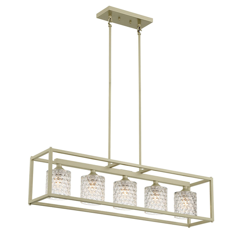 Kitchen Island Five Light Metal Dimmable Chandelier With Shades - Silver