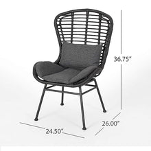 Load image into Gallery viewer, Cowan - Outdoor Wicker And Glass 3 Piece Chat Set With Cushions - Gray
