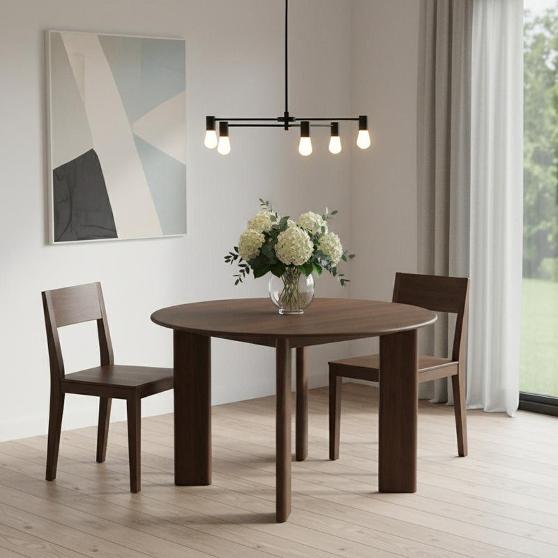 45" Solid Wood Round Top Dining Table - Brown