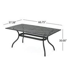 Load image into Gallery viewer, Outdoor Aluminum Dining Table With Lattice Design And Center Umbrella Hole - Black
