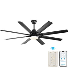 Load image into Gallery viewer, Smart Ceiling Fan With 8 Blades, Voice Remote Control, 6 Wind Speeds, Reversible DC Motor, 3 Color Lighting - Black
