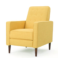 Load image into Gallery viewer, Mid - Century Modern Recliner With Button Tufted Waffle Stitch - Yellow
