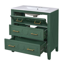 Load image into Gallery viewer, Retro Bathroom Vanity With Sink Combo, Free Standing Single Set With 3 Drawers
