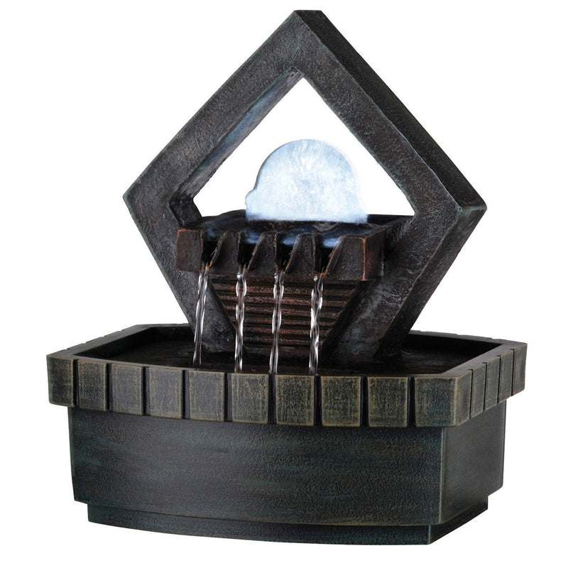 Poly Geo Pebbles Tabletop Fountain With LED Light - Brown
