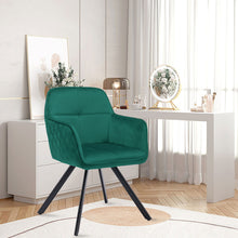 Load image into Gallery viewer, Tufted And Velvet And Metal Dining Arm Chair - Green
